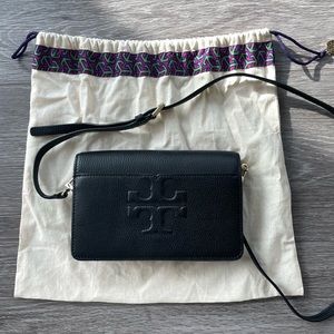 Tory Burch Bombe T Combo Black Leather Crossbody Bag